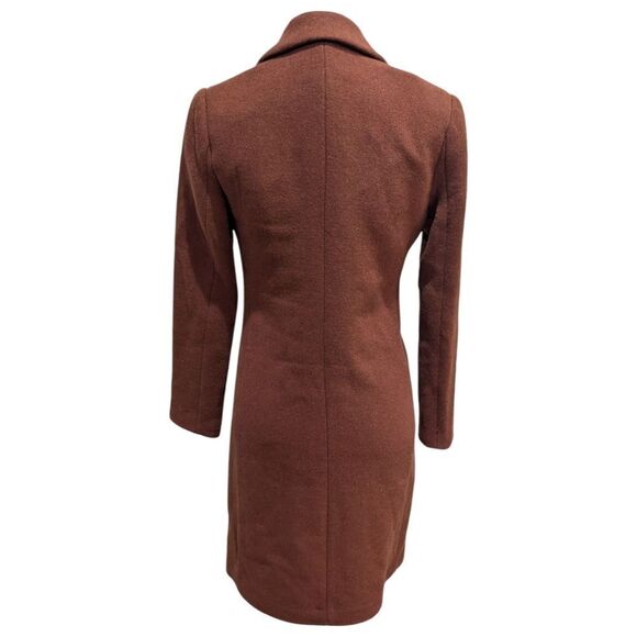 House Of Harlow 1960 Burnt Brown Wool Blend Long Peacoat Women's XS - Picture 2 of 8